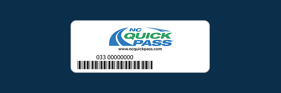 NC Quick Pass Sticker transponder on dark blue background
