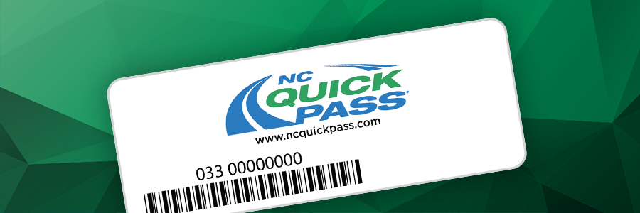 NC Quick Pass sticker transponder on green diamond background