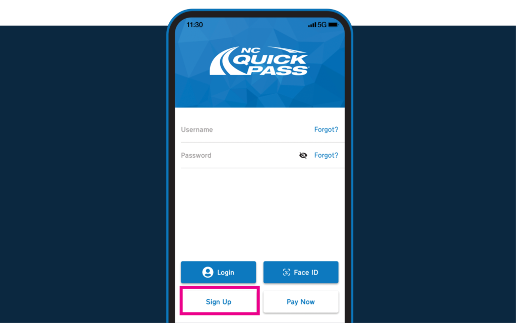 Sign up button on app login page