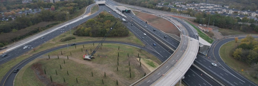 Aerial view of I-485 Johnston Road Exit